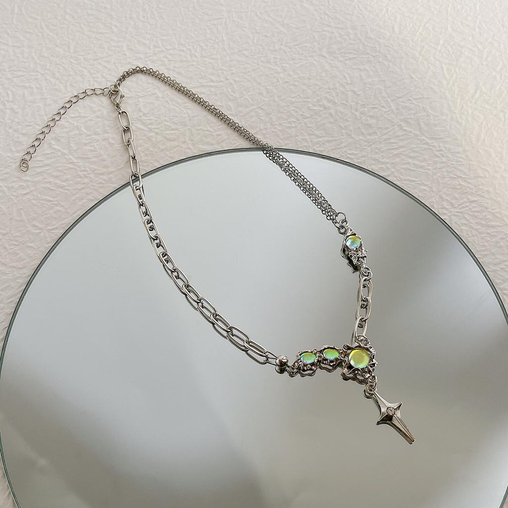 1 STÜCK Y2K Kristallanhänger Halsketten Mode Silberfarbe Tropfenhalskette für Frauen Mädchen Leichter Luxus Schlüsselbeinkette Schmuck