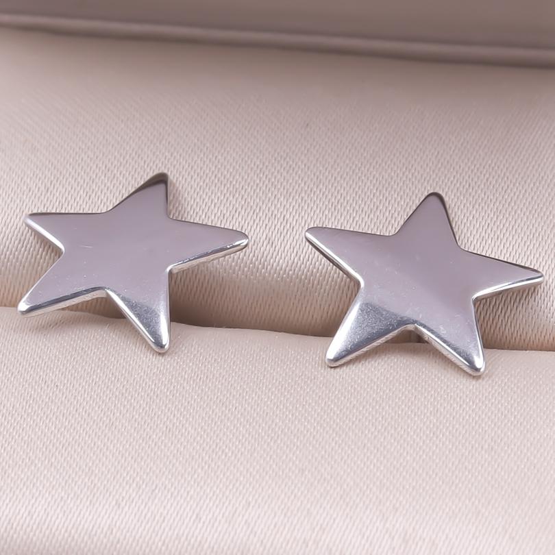 

Plain Five-Pointed Star Jewelry Stainless Steel Earrings For Women Men Accessories Pentagram Ear Stud With Earplug Korea Earring