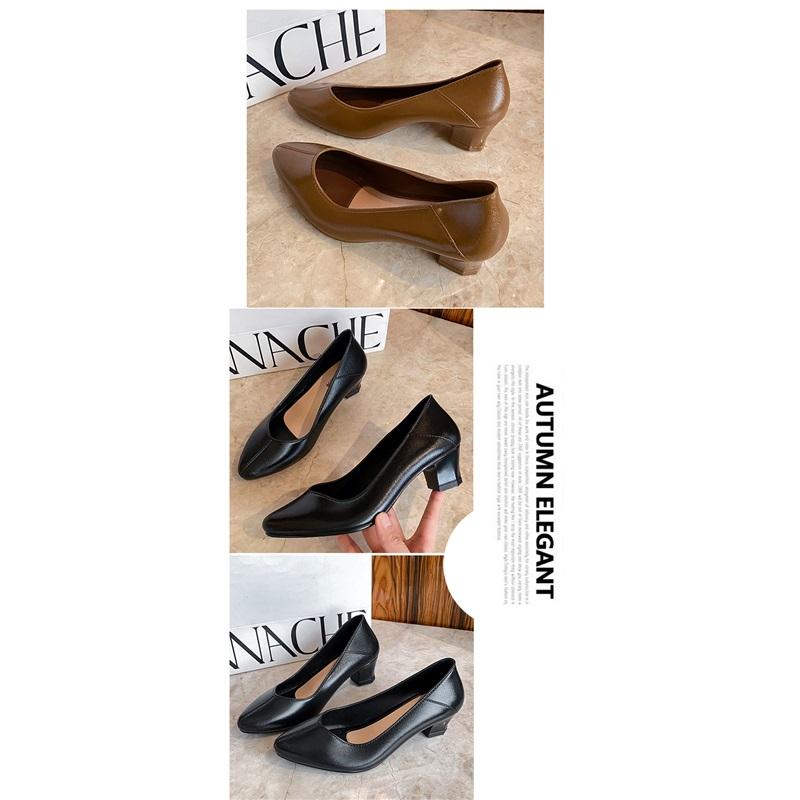 Women's Classic Pointed Toe Block Heel Pumps Casual Formal Footwear