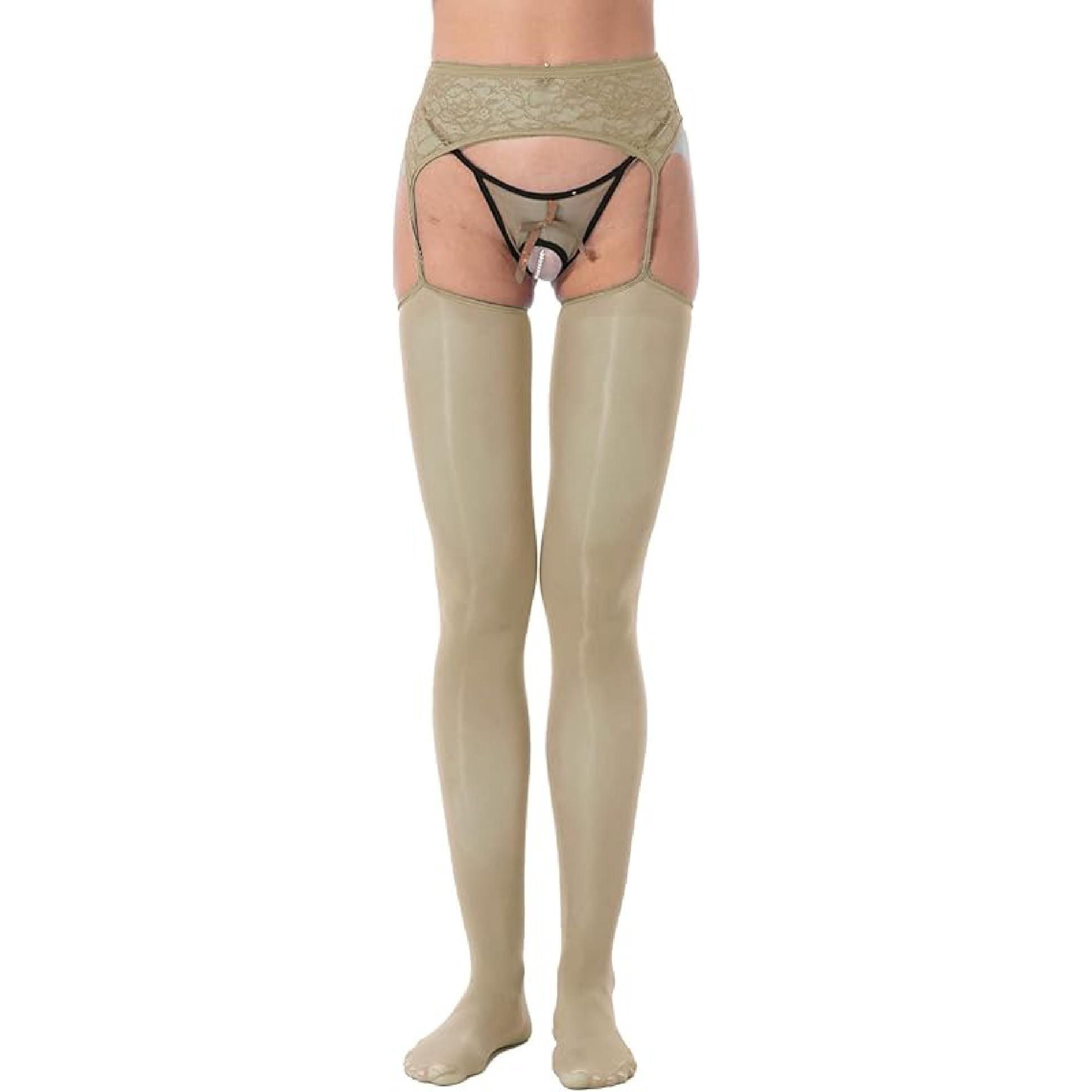 FEESHOW женские глянцевые колготки на подтяжках — фото 10