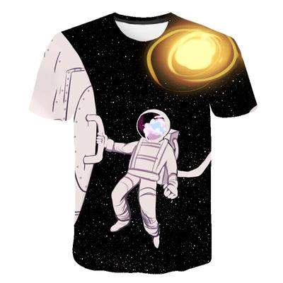 Summer Men's T Shirt 3D Astronaut Printed Cosmos Planet Space Galaxy Children Moon Star Sky Tops Short Sleeve
