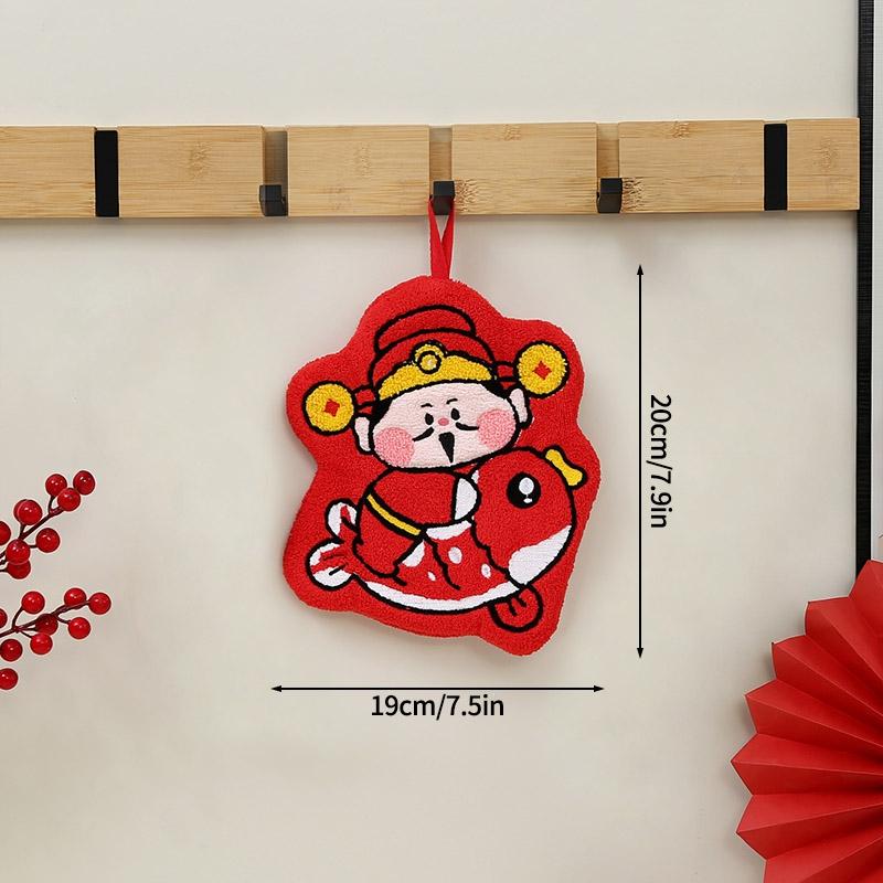 

Coral Fleece Soft Hand Towel Bathroom Hanging Washing Hand Towels Handkerchief Rag Spring Festival Fortune Souvenirs Gifts