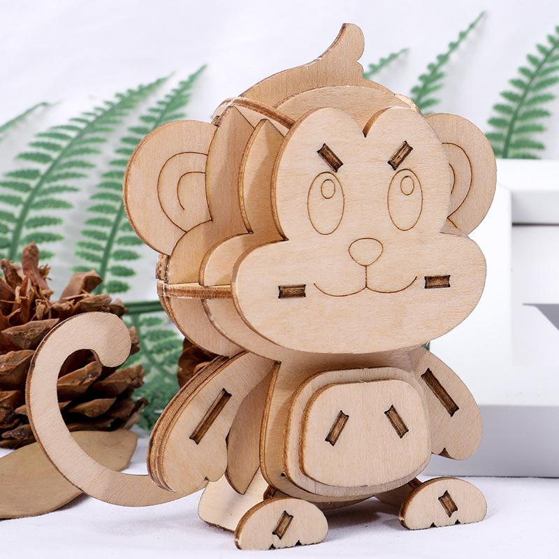 Children's DIY Wooden Toys Wooden Model Puzzle Three-dimensional Puzzle Hand-assembled Coloring Insect Model Building Blocks