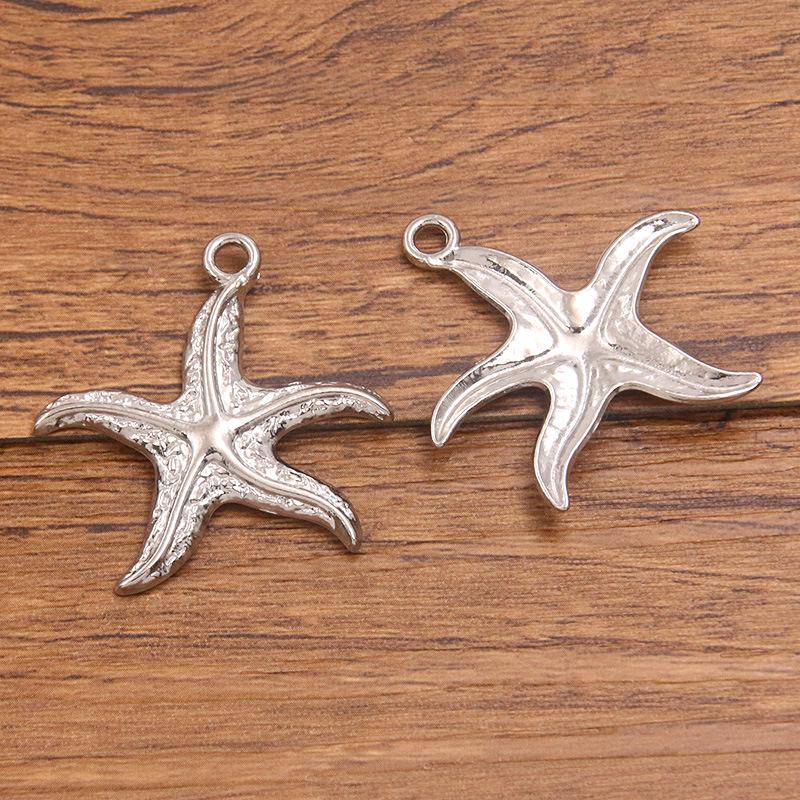 Bi-Color 304 Stainless Steel Starfish Pendant with Real Gold Electroplating