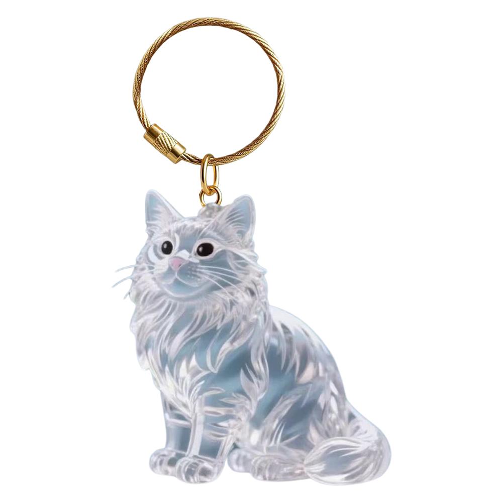 Cat Hair Storage Cute Pendant Keychain Bag Pendant Pet Hair Memorial Car Key Chains Jewelry Souvenir Collection Gift Decoration