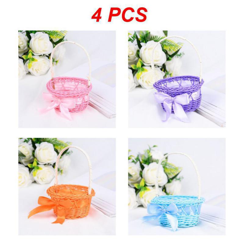 2/3/4PCS Picnic Basket Environmentally Friendly Adopt High-quality Plastic Rattan Material Handwork Holiday Decoration Portable