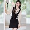 Women's Doll Collar Faux Two-Piece Midi Shirt Dress