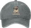 Vintage Washed Distressed Adjustable Pug Mom Dog Womens Denim Baseball Cap Mom Trucker Hat Cap for Women Unisex