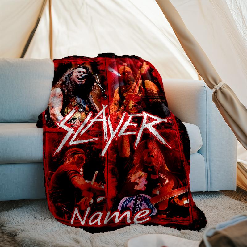 Personalized Custom Name Blanket - Slayer band Print Design,Blanket for Sofa,Bed,Travel,Camping - Soft and Warm, Great Gift