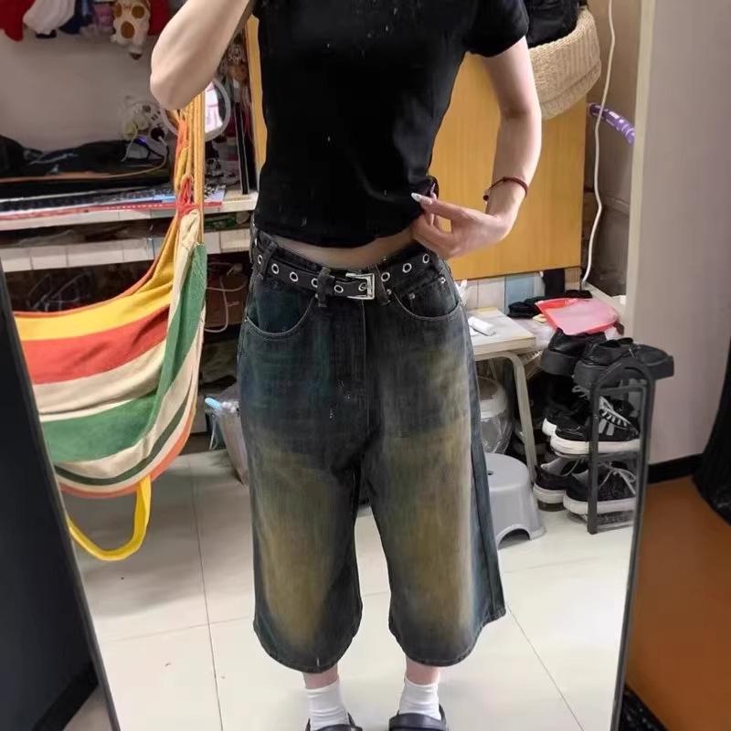 Sommer 2025 Damen High-Waist Retro Weitbeinige Jeans