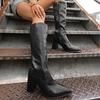 Fashion Fashion Solid Pu Knee High Modern Boots Women 2025 Winter Pointed Toe Side Zip Riding Boots Sexy High Heel Shoes Plus Size