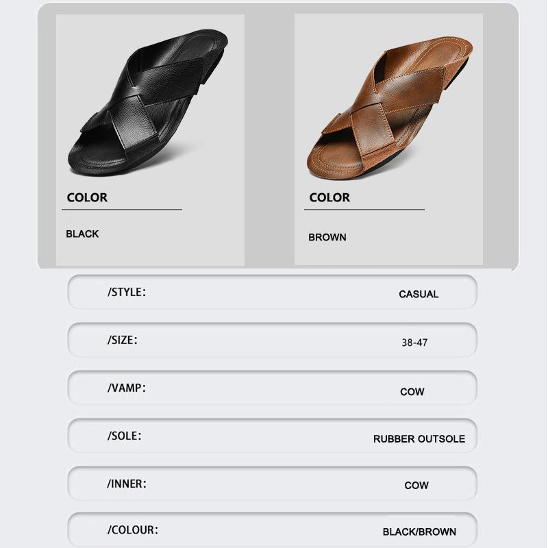 Pánské plážové pantofle z pravé kůže Velké domácí sandály Letní plážové sandály Outdoor Ležérní Chůze Plážové žabky Pánské Boty