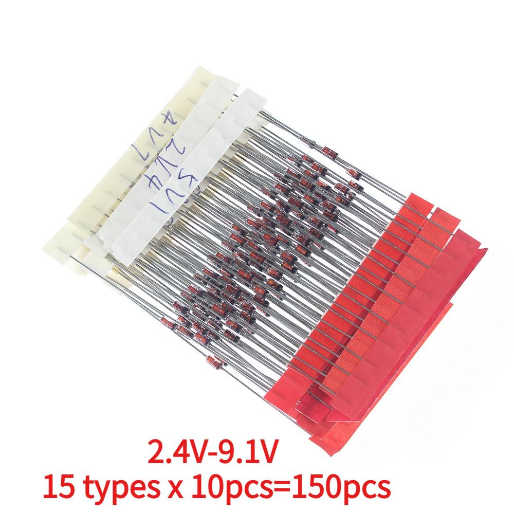 140/150/270pcs 1/2W Zener Diode Assorted Kit 0.5W 3.3V-30V, 2.4V-9.1V, 2.4V-33V Voltage Regulator Diodes DIY Sample Set