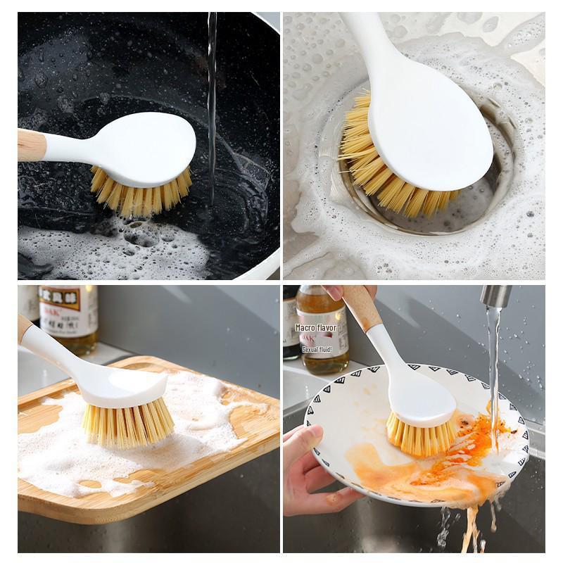 Long-Handle Kitchen Brush for Pots & Dishes, Non-Stick & Oil Stain Removal