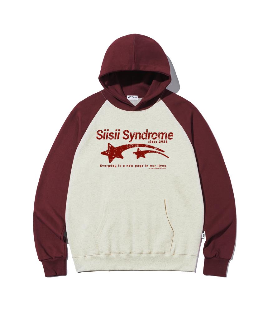 Page Cc Sisi Syndrome Print Raglan Color Block Hoodie Oatmeal M