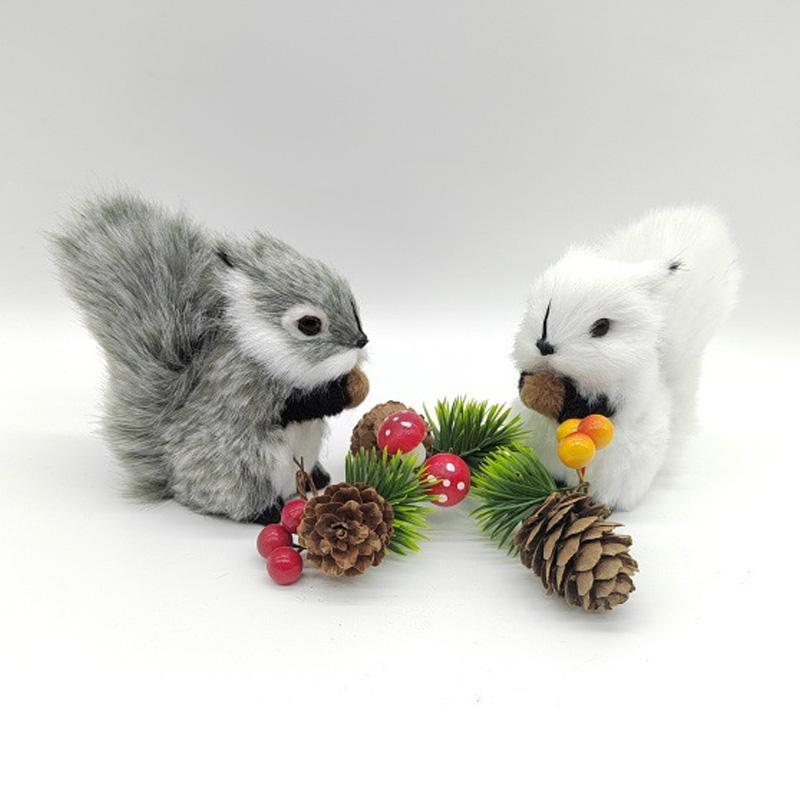 1st Mini julbordsdekorationer Konstgjorda ekorrfigurer Miniatyrer Plysch