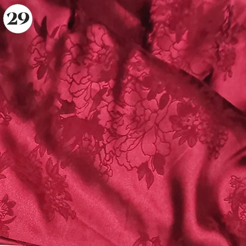 Vintage Kyselina octová Saténová látka Měkký vzor květinových větví Žakárová látka na Oblečení Šaty Sukni Cheongsam DIY Šití Textil