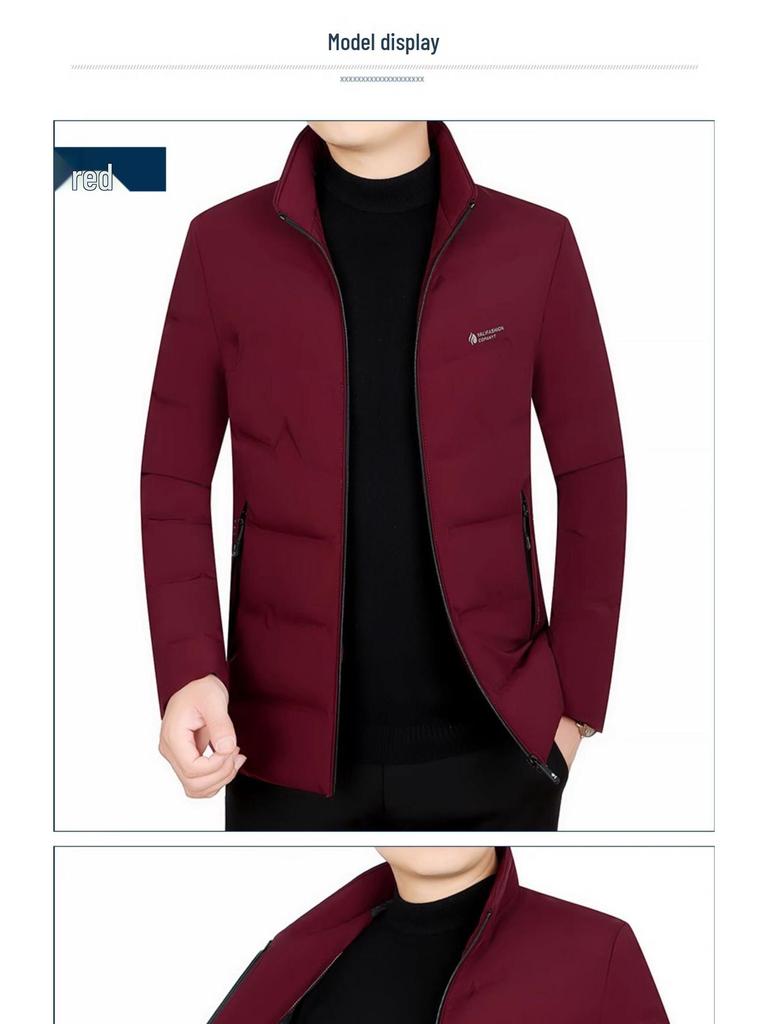 Męska lekka kurtka puchowa Pierre Cardin o dopasowanym kroju - Casualowy płaszcz jesienno-zimowy dla osób w średnim wieku i starszych