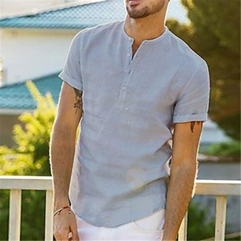 

Летняя мужская футболка с коротким рукавом, хлопковая, повседневная, мужские футболки, однотонная, уютная, дышащая 3XL серый