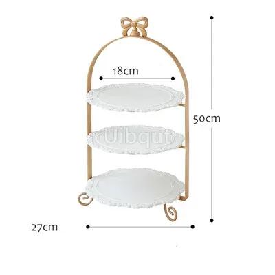 Gold Fruit Plate European 3 Layer Snack Rack Cake Display Rack Pastry Dish Serving Tray Fruit Candy Shelf Room Party Decoration