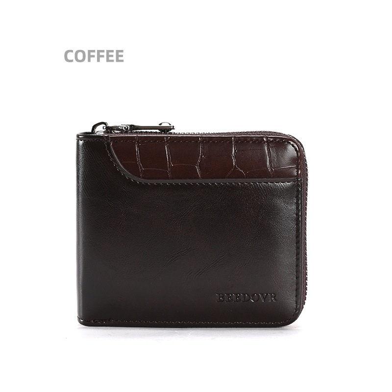 RFID Anti Theft Zipper Card Holder Vintage Design Men Fashion Purse Wallets Money Pack GZW
