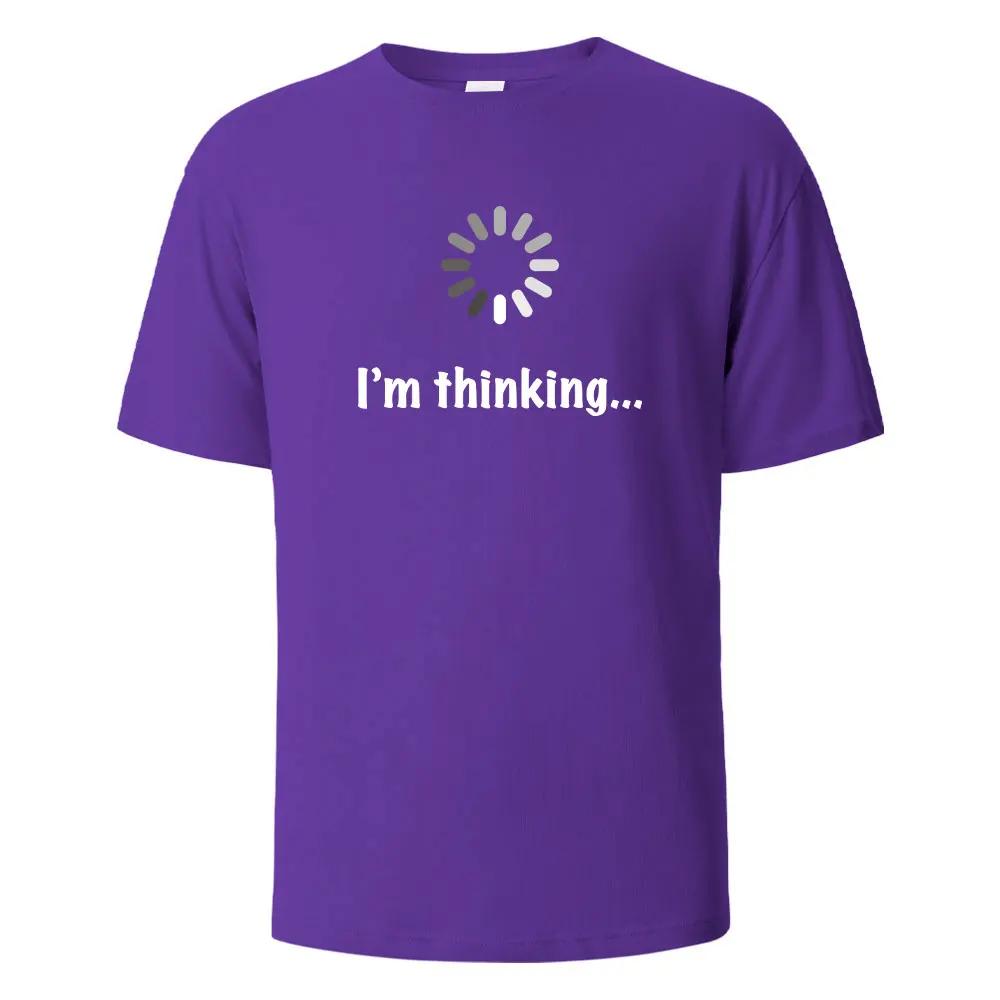 I Am Thinking About Interesting Printed T-shirts Summer Men's and Women's T-shirts Pure Cotton Casual Street Style Tops