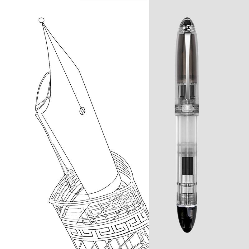 Limited Color Majohn V60 Transparent Triangular Piston Resin Fountain Pen Writing Pen School Business Stationery Supplies Gift