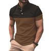 New Fashion Men's Casual POLO Shirt Fashion V-neck Button Business Colour Blocking T-shirt Tops