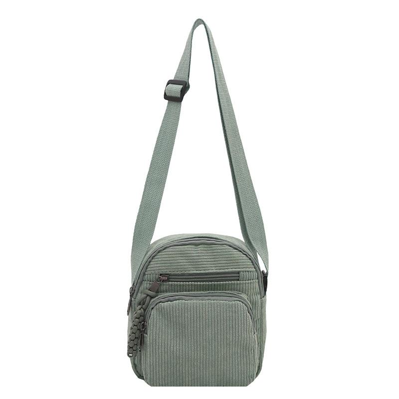 

New Senmeng Japanese ins vertical canvas small bag women s multilayer zipper mobile phone bag casual shoulder messenger bag зелений