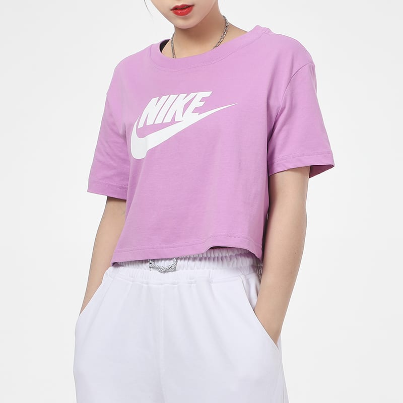 Nike Sportswear Essentials Crop Tops Women's Violet Crew Neck Moderate BV6176-591