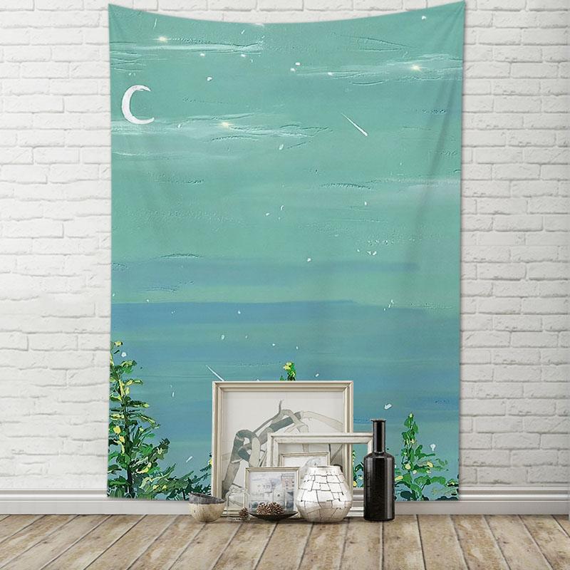 Tapestry room decoration sky moon art oil painting hanging cloth living room home decoration