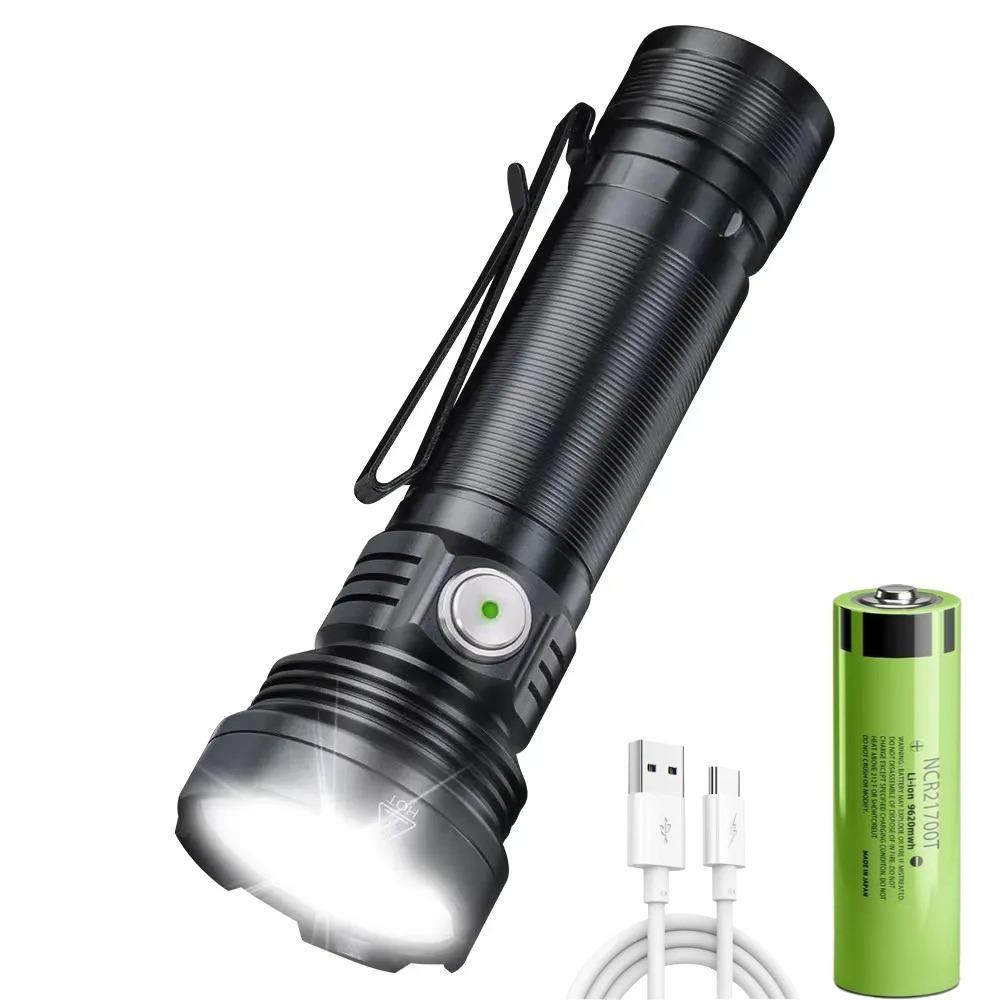 Super Bright 5*LED Flashlight 2500LM Aluminum Alloy Type-c Rechargeable Torch Waterproof Camping Fishing Lantern