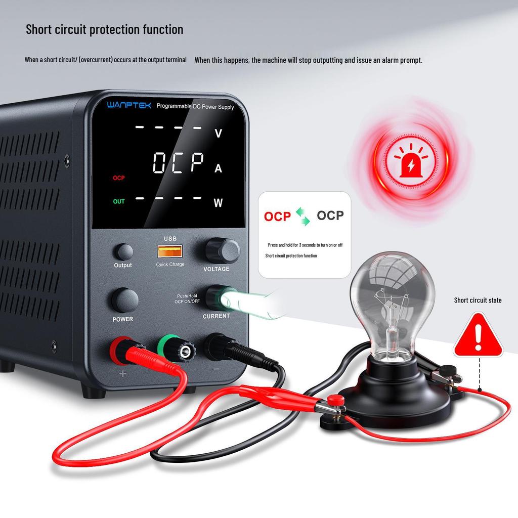 Gudong WPS3010H 30V 10A DC Power Supply with Short Circuit Protection & 18W USB Fast Charging