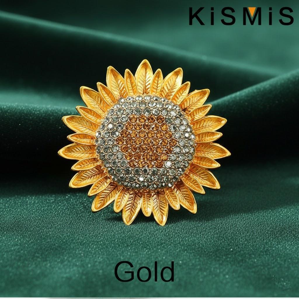AntiGlare Vintage Sunflower Brooch Enamel Pin Fragrant Corsage Silk Scarf Buckle Clothing Accessory