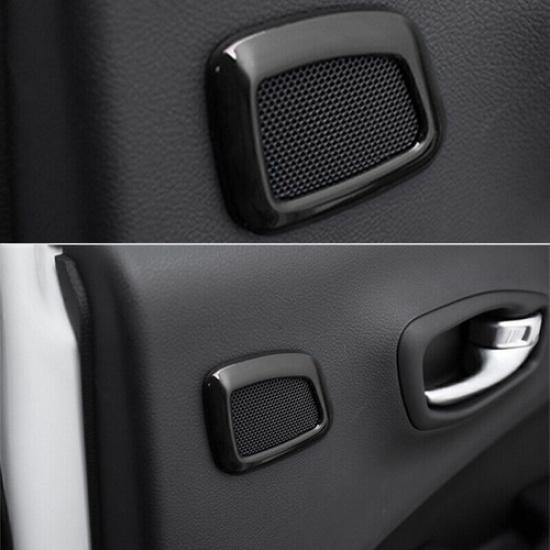 For Jeep Compass 17-2021 Glossy Black Rear Inner Door Speaker Sound Cover Trim
