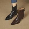 Women'S Naked Boots  Fall New French Retro Pointed Toe Cat Heel Booties