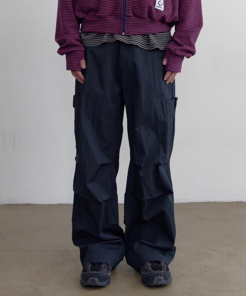 PARAKEET Washed Double Pocket Cargo Pants (Dark Navy)