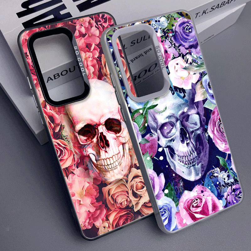 Floral Skull Flower Skeleton Soft Phone Case for Samsung A17 A16 A15 A14 A13 A57 A56 A55 A54 A53 A37 A36 A35 A34 A33 A26 A25 A24