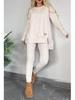 2025 Women's Autumn/Winter Casual Solid Color Long Sleeve Slit Top Set