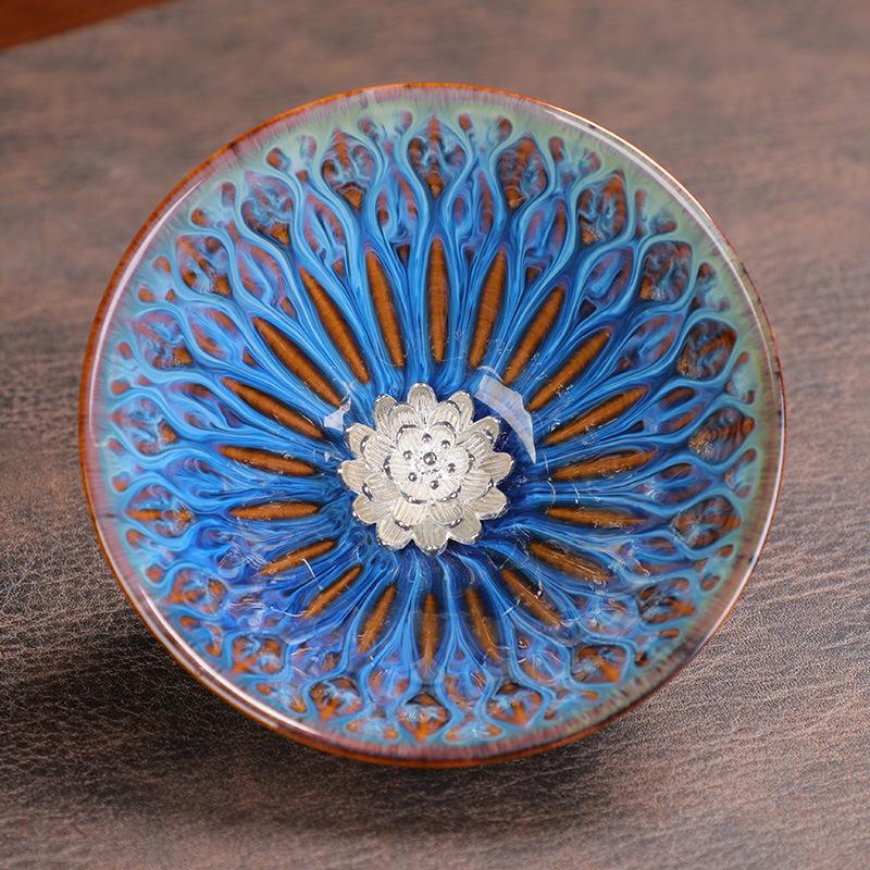 

100ml Exquisite Kiln Change Gold Lotus Tea Cup Ceramic Home Master Cup Handmade Beauty Small Tea Bowl Zen Tea Set Accessories 9x5cm 100ml