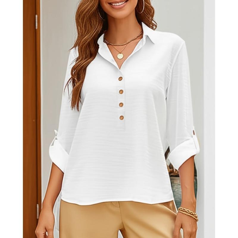 Women S Loose Fit V Neck Long Sleeve Printed Shirt