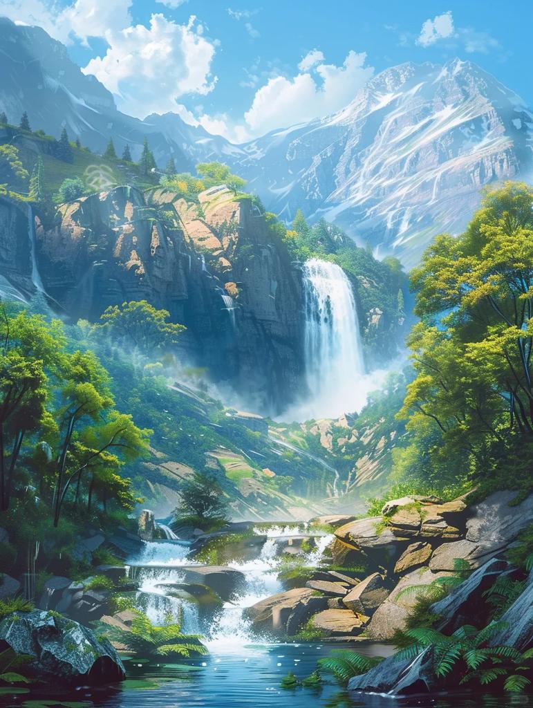 DIY Алмазная вышивка Водопад Пейзаж Вышивка крестом Картина Гора 5D Стразы Картина Мозаика Лес Настенное искусство