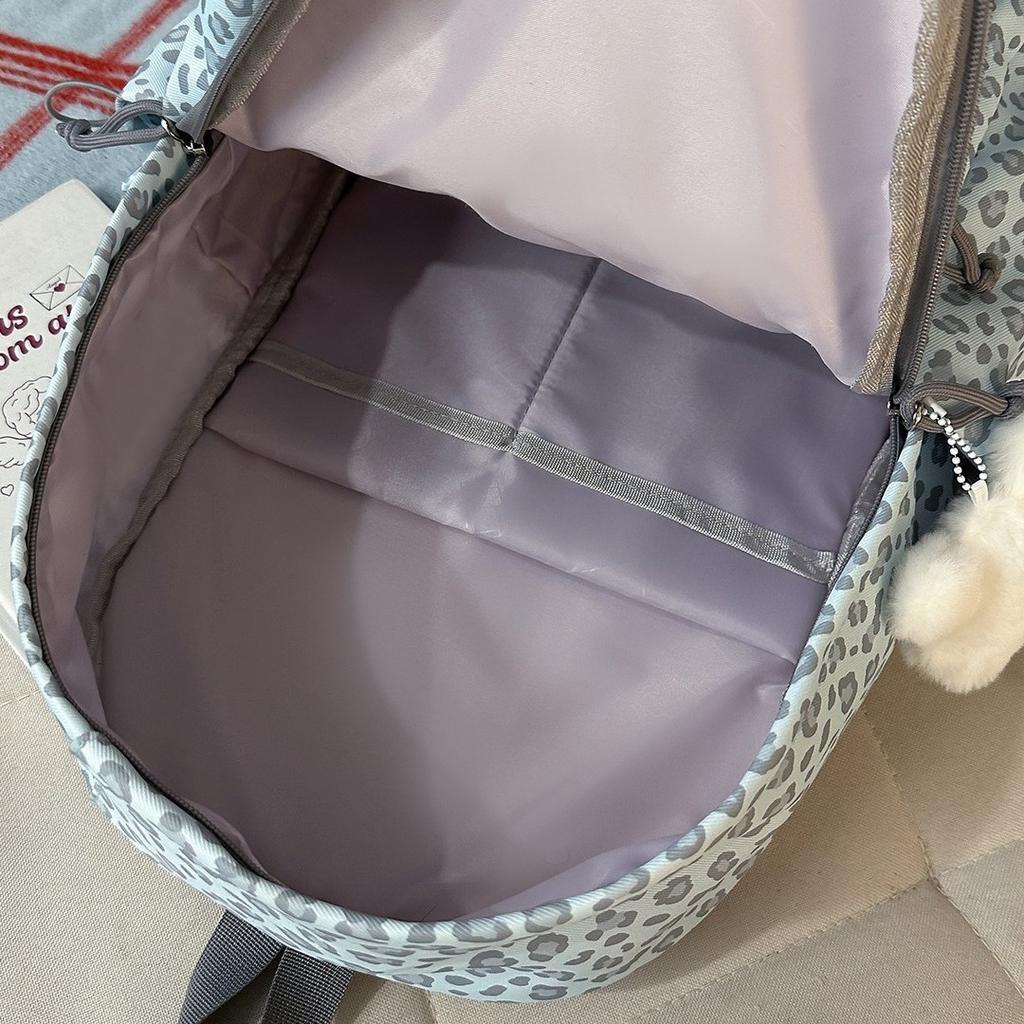 Schoolbag Korean Ins Lazy Wind Leopard Print Personality Spice Girl Travel Small Backpack High Value College Student Class Backpack Female