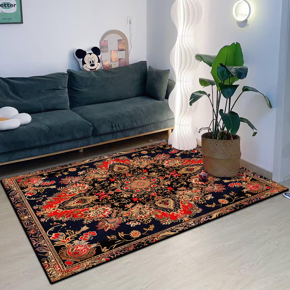 

Persian Carpet Large Size Soft Non-slip Washable Rug for Living Room Bedroom Home Decoration Retro Mat 60*90cm