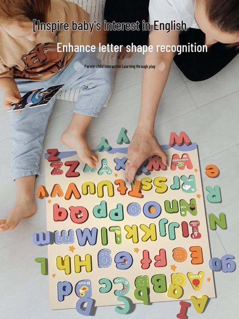 Holz 3D Alphabet Puzzle zum frühen Lernen: Groß- & Kleinbuchstaben für Kinder