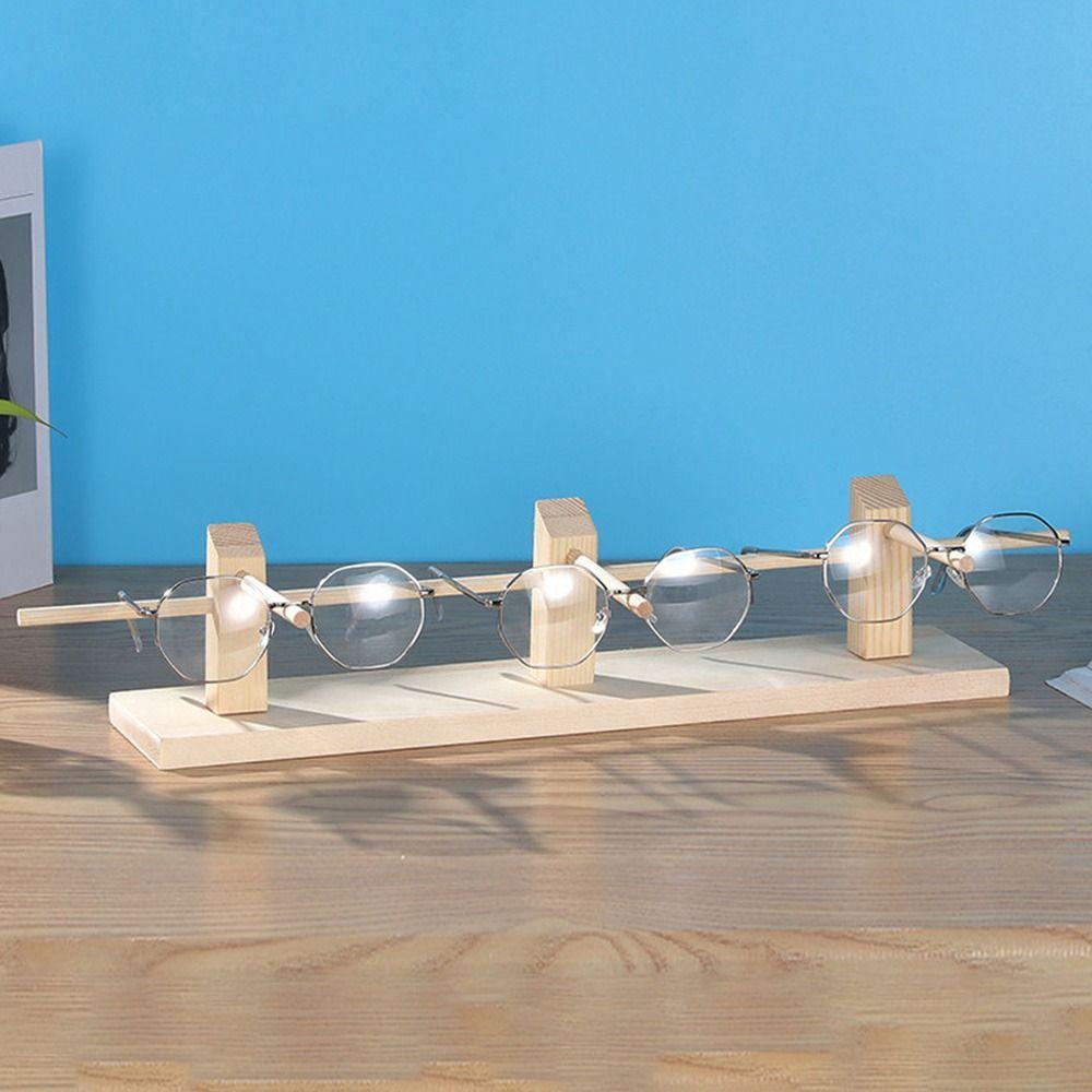 Storage Glasses Frame Tray Eyeglasses Organizer Shelf Sunglass Display Rack Solid Wood Stand