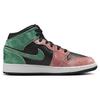 Air Jordan 1 Mid SE GS MJs Playground Kids Sneakers Black Pine-Green Dune-Red FQ1292-003