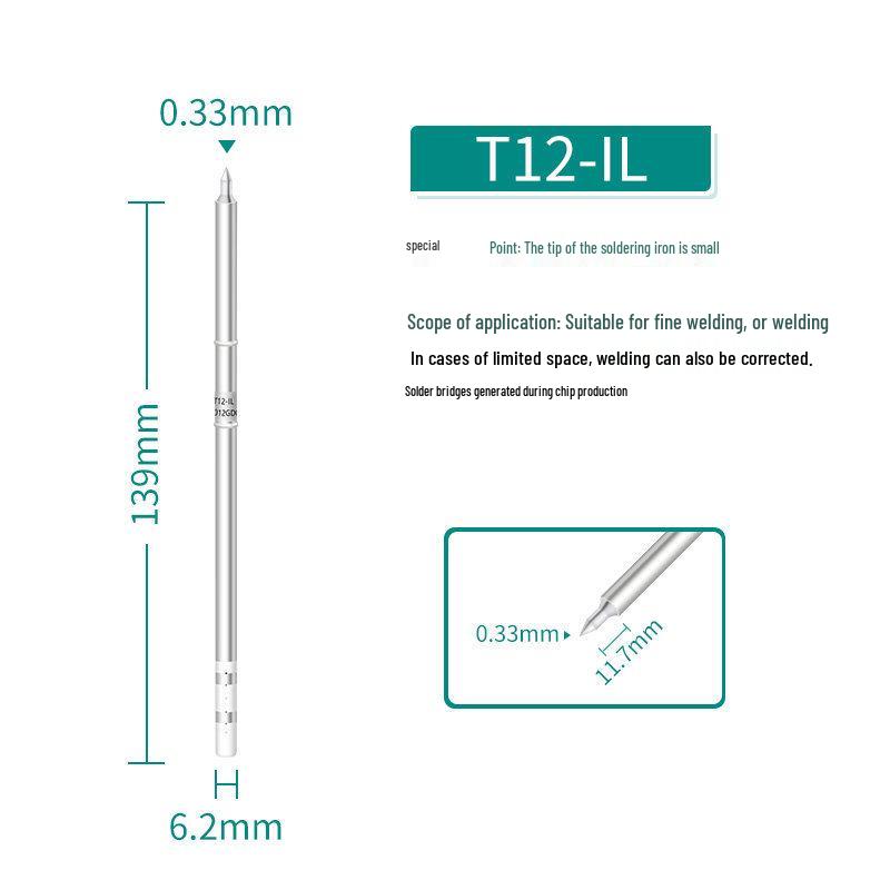T12 Pointed Soldering Iron Tip - Integrated External Heat, Hanqi Accessories