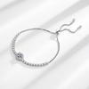 French Romantic 925 Silver Pull-Up 2 Carat Round Bag Zircon Imitation Moissanite Ladies Bracelet Wedding Jewelry