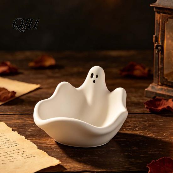 Small Resin Casting Mold Halloween Ghost Storage Bowl Silicone Mold, DIY Jewelry Dish Candy Snack Plate Desktop Organizer for Plaster Cement